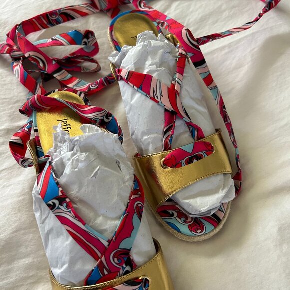 Jeffrey Campbell colorful Lace Up Sandals size 6.5 - Picture 5 of 13